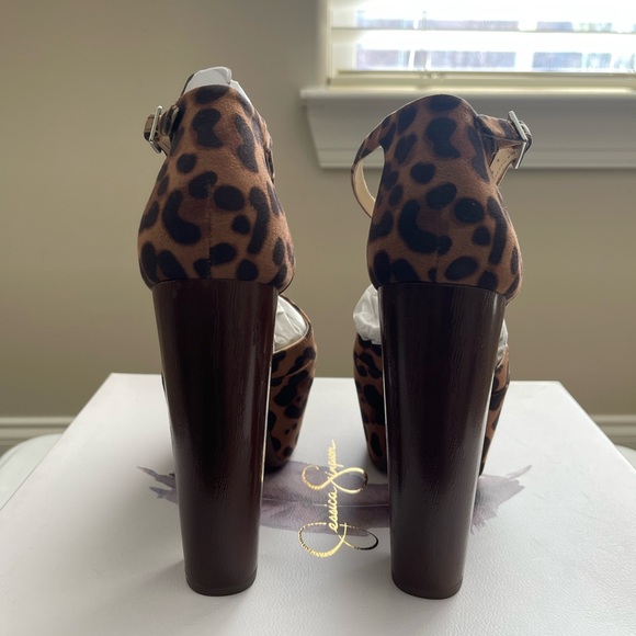 Jessica Simpson Leopard Print Platform Sandals - Brown/Black - Picture 3 of 4